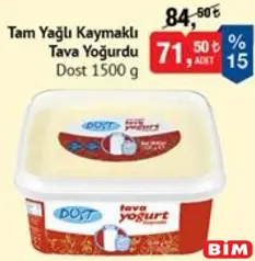 DOST TAM YAĞLI KAYMAKLI TAVA YOĞURDU 1500 G